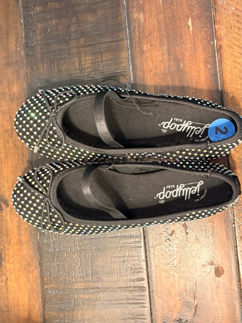 Black Sparkle Ballet Flats with Bow
